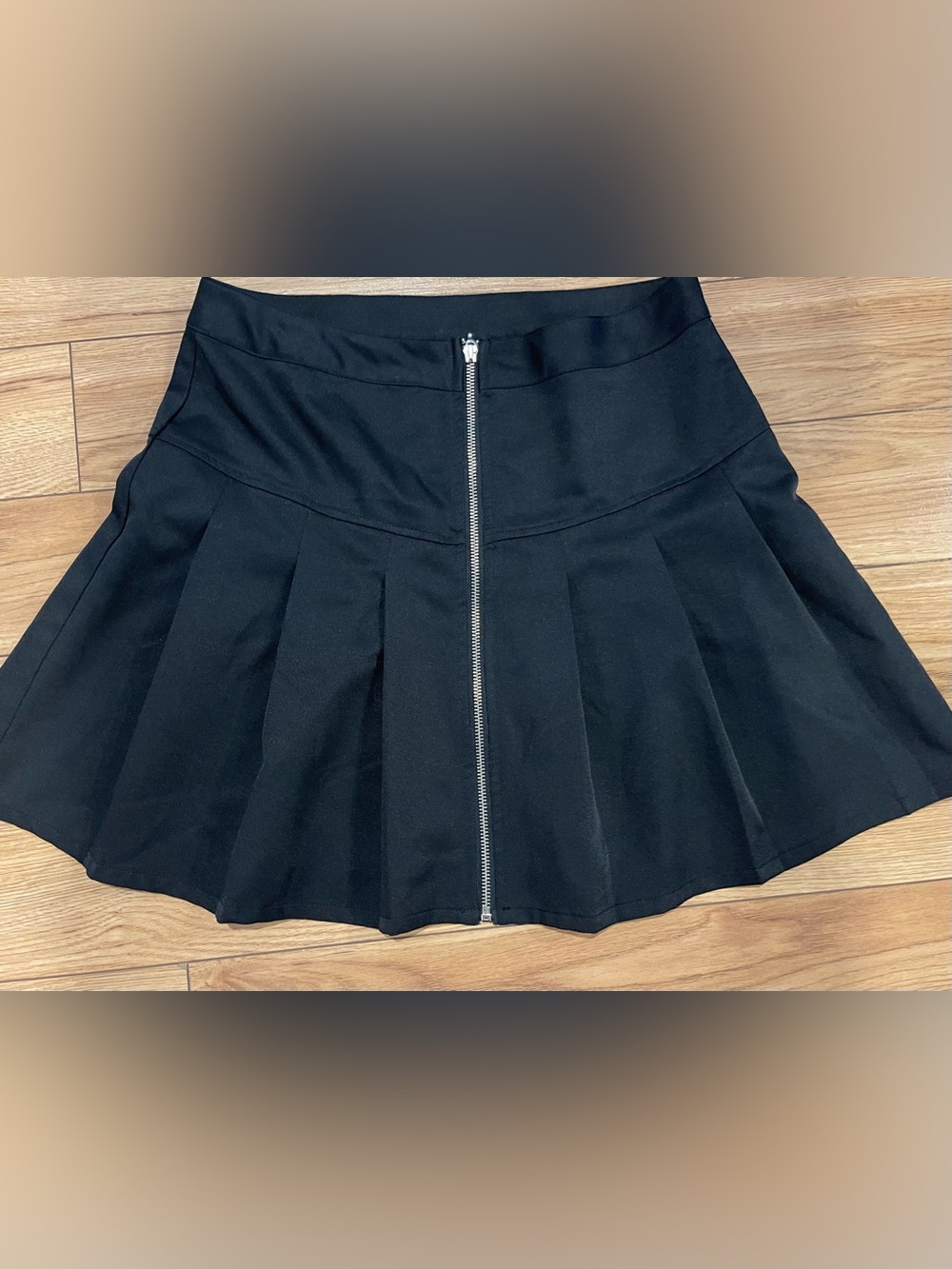Killstar Black Pleated Mini Skirt with Front Silver Zip large